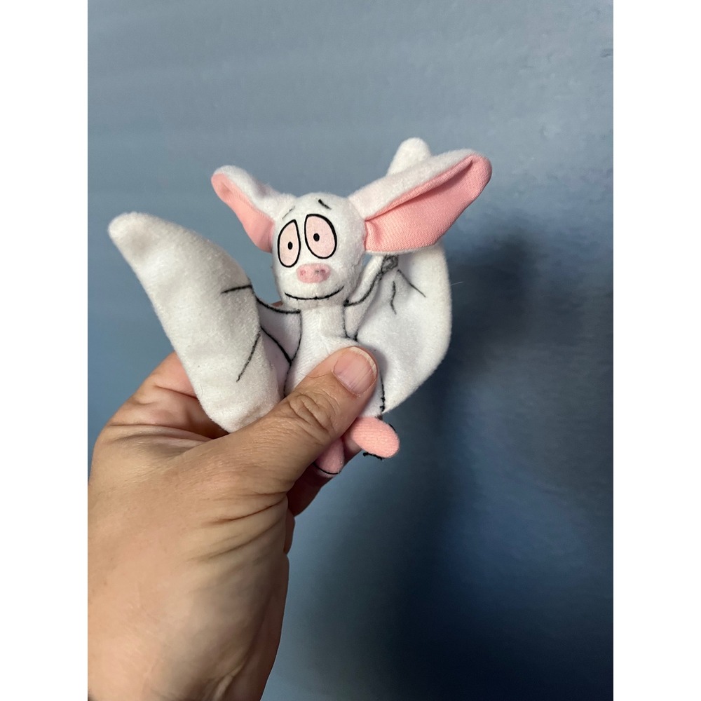 Batty Plush Stuffed Animal White Pink Ears Cartoon Character Toy